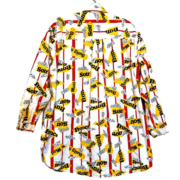 Vintage 80s French Newsprint Oversized Button Down Shirt by Crazy Horse - Picture 7 of 14
